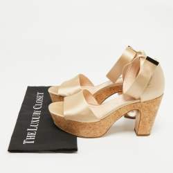 Pre Owned Nicholas Kirkwood Beige Satin Platform Sandals Size 41