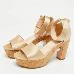 Pre Owned Nicholas Kirkwood Beige Satin Platform Sandals Size 41