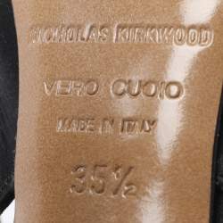 Pre Owned Nicholas Kirkwood Black Satin Pearl Embellished Platform Slingback Pumps Size 35.5