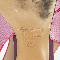 Pre Owned Nicholas Kirkwood Purple Lizard Embossed Leather Flat Sandals Size 40.5