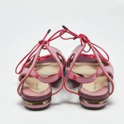 Pre Owned Nicholas Kirkwood Purple Lizard Embossed Leather Flat Sandals Size 40.5