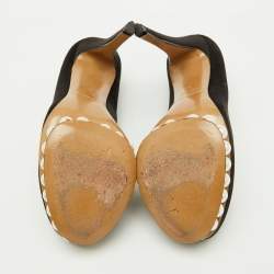 Pre Owned Nicholas Kirkwood Black Satin Faux Pearl Casati Platform Pumps Size 37