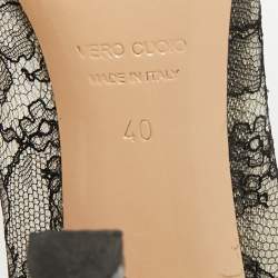 Pre Owned Nicholas Kirkwood Black/Beige Suede and Lace Pearl Embellished Pointed Toe Pumps Size 40