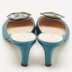 Pre Owned Nicholas Kirkwood Green Satin Eden Heel Mules Size 38