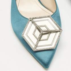 Pre Owned Nicholas Kirkwood Green Satin Eden Heel Mules Size 38