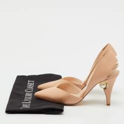 Pre Owned Nicholas Kirkwood Beige Leather Mira Pearl Heel Slingback Pumps Size 35