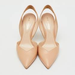 Pre Owned Nicholas Kirkwood Beige Leather Mira Pearl Heel Slingback Pumps Size 35