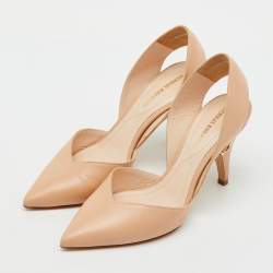 Pre Owned Nicholas Kirkwood Beige Leather Mira Pearl Heel Slingback Pumps Size 35