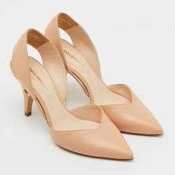 Pre Owned Nicholas Kirkwood Beige Leather Mira Pearl Heel Slingback Pumps Size 35