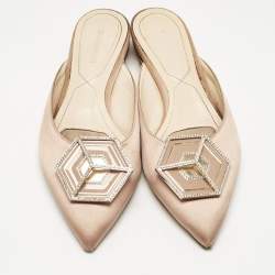 Pre Owned Nicholas Kirkwood Beige Satin Eden Mules Size 39
