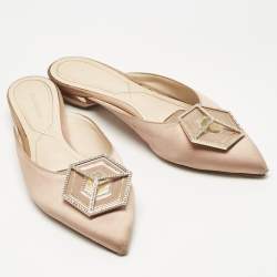 Pre Owned Nicholas Kirkwood Beige Satin Eden Mules Size 39