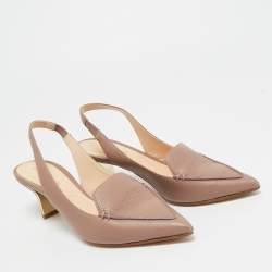 Pre Owned Nicholas Kirkwood Beige Leather Beya Pointed Toe Slingback Pumps Size 36