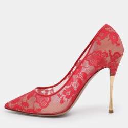 Pre Owned Nicholas Kirkwood Red Lace Pumps Size 38
