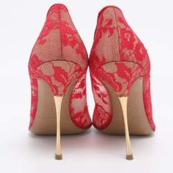 Pre Owned Nicholas Kirkwood Red Lace Pumps Size 38