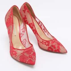 Pre Owned Nicholas Kirkwood Red Lace Pumps Size 38