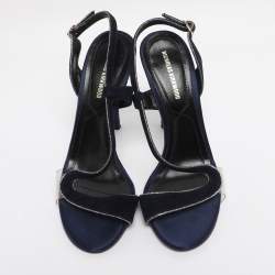 Pre Owned Nicholas Kirkwood Navy Blue Suede Slingback Sandals Size 36