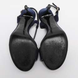 Pre Owned Nicholas Kirkwood Navy Blue Suede Slingback Sandals Size 36
