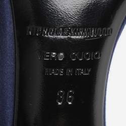 Pre Owned Nicholas Kirkwood Navy Blue Suede Slingback Sandals Size 36