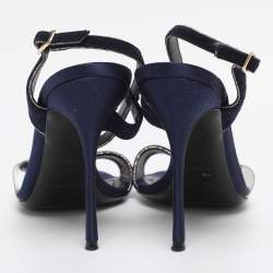 Pre Owned Nicholas Kirkwood Navy Blue Suede Slingback Sandals Size 36