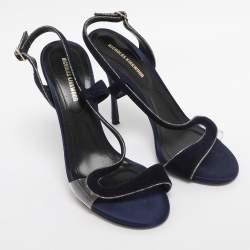 Pre Owned Nicholas Kirkwood Navy Blue Suede Slingback Sandals Size 36