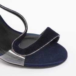 Pre Owned Nicholas Kirkwood Navy Blue Suede Slingback Sandals Size 36