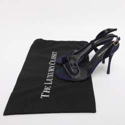 Pre Owned Nicholas Kirkwood Navy Blue Suede Slingback Sandals Size 36