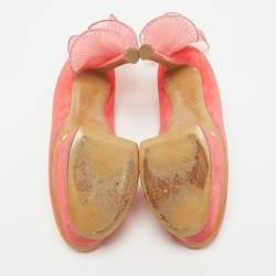Pre Owned Nicholas Kirkwood Pink Suede Ruffle Trimmed Platform Pumps Size 37.5