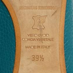 Pre Owned Nicholas Kirkwood Aqua Blue Leather Beya Pointed Toe Loafers Size 39.5