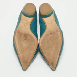 Pre Owned Nicholas Kirkwood Aqua Blue Leather Beya Pointed Toe Loafers Size 39.5