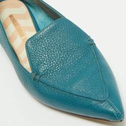 Pre Owned Nicholas Kirkwood Aqua Blue Leather Beya Pointed Toe Loafers Size 39.5