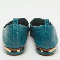 Pre Owned Nicholas Kirkwood Aqua Blue Leather Beya Pointed Toe Loafers Size 39.5