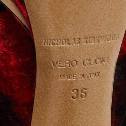 Pre Owned حذاء كعب عالي نيكولاس كيركوود إرديم مخمل متعدد الألوان بحزام للكاحل نعل سميك مقاس 36