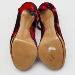 Pre Owned حذاء كعب عالي نيكولاس كيركوود إرديم مخمل متعدد الألوان بحزام للكاحل نعل سميك مقاس 36