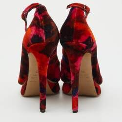 Pre Owned حذاء كعب عالي نيكولاس كيركوود إرديم مخمل متعدد الألوان بحزام للكاحل نعل سميك مقاس 36