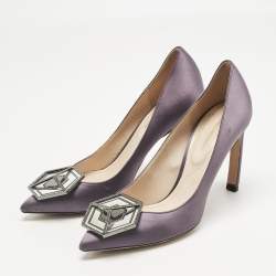 Pre Owned Nicholas Kirkwood Purple Satin Eden Embellished Pumps Size 37