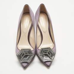 Pre Owned Nicholas Kirkwood Purple Satin Eden Embellished Pumps Size 37