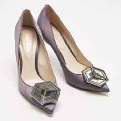 Pre Owned Nicholas Kirkwood Purple Satin Eden Embellished Pumps Size 37