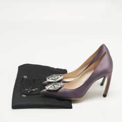 Pre Owned Nicholas Kirkwood Purple Satin Eden Embellished Pumps Size 37