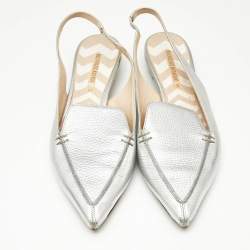 Pre Owned Nicholas Kirkwood Silver Leather Beya Slingback Mules Size 41