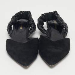 Pre Owned Nicholas Kirkwood Black Leather and Suede Slingback Flats Size 40