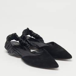 Pre Owned Nicholas Kirkwood Black Leather and Suede Slingback Flats Size 40