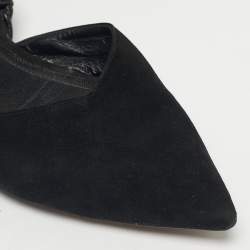 Pre Owned Nicholas Kirkwood Black Leather and Suede Slingback Flats Size 40