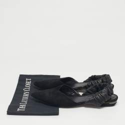 Pre Owned Nicholas Kirkwood Black Leather and Suede Slingback Flats Size 40