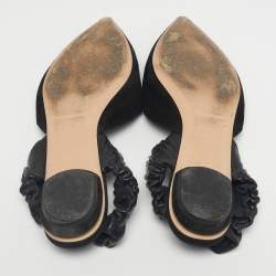 Pre Owned Nicholas Kirkwood Black Leather and Suede Slingback Flats Size 40