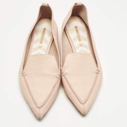 Pre Owned Nicholas Kirkwood Peach Leather Beya Pointed Toe Loafers Size 40.5