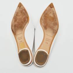 Pre Owned Nicholas Kirkwood White Leather Beya Pointed Toe Flat Mules Size 41.5