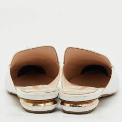 Pre Owned Nicholas Kirkwood White Leather Beya Pointed Toe Flat Mules Size 41.5