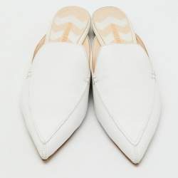Pre Owned Nicholas Kirkwood White Leather Beya Pointed Toe Flat Mules Size 41.5