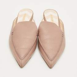 Pre Owned Nicholas Kirkwood Beige Leather Beya Pointed Toe Flat Mules Size 38