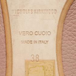 Pre Owned Nicholas Kirkwood Beige Leather Beya Pointed Toe Flat Mules Size 38